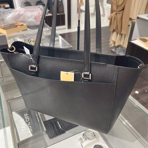 Michael Kors Maisie Large Pebbled Leather 3-in-1 Tote Bag Black Multi Gold - Picture 5 of 7